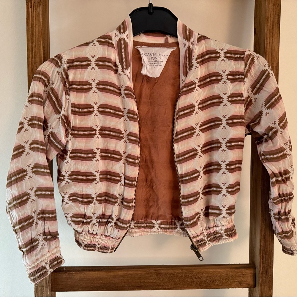 Acacia swimwear Honey silk pink and Brown Patterned Jacket